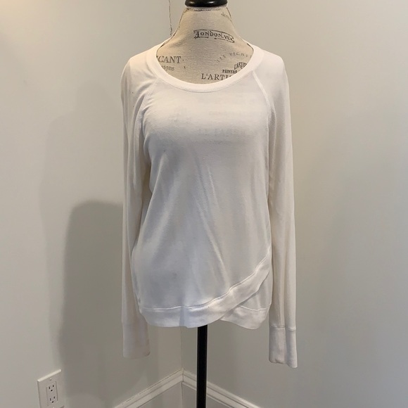 Athleta White Serenity Sweater Criss Cross EUC size M - Picture 1 of 5
